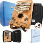 Orora Kalimba 17 Keys Thumb Piano - Songbook Included With 25 Songs - Varnished Wood Musical Instrument - Finger Piano With Prot