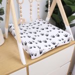 Changing Mat Cover Monochrome Herringbone Penguin