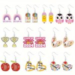 Cute Cartoon Animal Acrylic Drop & Dangle Earrings - Stainless Steel Hooks No Plating Teacher & Student Campus Themed Jewelry Fo