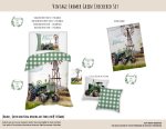 Kids Duvet Set Vintage Farmer Green Check