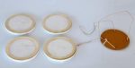 S 4 White & Brass Edge Marble Coasters – 4X10CM