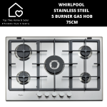 Whirlpool Stainless Steel 5 Burner Gas Hob - 75CM
