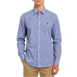 Polo Mens Long Sleeve Micro Print Shirt In Blue - Blue 3XL