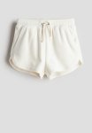 Velour Pull-on Shorts - Beige & White