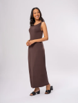 Sleeveless Brown Bodycon Maxi Dress - M Brown