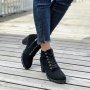 Women's Chunky Heeled Booties Solid Color Lace Up & Side Zipper High Heels All-Match Ankle Boots