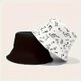 1PC Music Note Print Bucket Hat Lightweight Folding Sun Protection Hat For Travel Casual Basin Hat For Men