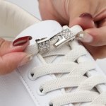 1PAIR Elastic No Tie Shoelaces With Metal Buckles Quick Lazy Metal Lock Shoe Strings