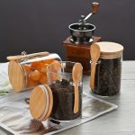 Elegant Glass Jar With Bamboo Lid & Spoon - Airtight Kitchen Storage For Spices Rice Coffee Candy Durable Thickened Glass Reusab