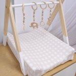 Beige Checkered Baby Changing Mat Cover