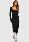 Premium Super Soft Scoop Neck Midaxi Dress - Black