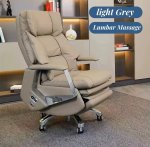 High-end Electric Leather Office Chair With Massage Function - Light Grey