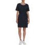 Tommy Hilfiger Womens Textured Shift Knee Dress Short Sleeves In Navy - Navy 36
