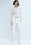 Ruched Mesh Top - White