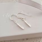 Daniella 925 Sterling Silver Feather Dangle Earrings 4X12MM