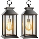 Aytpu 2 Pack Hanging Solar Lanterns Glass Solar Lights Outdoor Waterproof Upgraded Solar And 2 Aa Batteries Powered For Outside