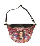 Genuine Leather Frida Kahlo Floral Bag - Black Free