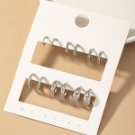 6 Pairs Fashion Zinc Alloy Silver-plated Metal Texture Large C Hoop Earrings Set Simple Chic Style Women's Daily Wear Jewelry Ac