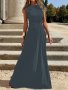 Twist Crew Neck Maxi Dress Elegant Sleeveless Dress For Spring & Summer Women's Clothing