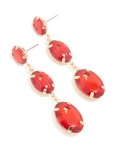 Goldair Gold Red Diamante Oval Drop Earrings