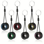 6PCS Funky Tire Tread Keychains Set For Men Car Wheel Design Keychain With Assorted Colors Durable Rubber Material With Metal Ri
