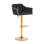 Bar Chair Adjustable Velvet Seat Gold Base MWBCG04