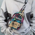 1PC Men's MINI Letter Sling Bag Fanny Pack Travel Work Sport Holiday Lightweight Anti Theft Bag With Adjustable Strap Polyester