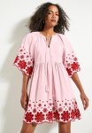 Superbalist Embroidery Babydoll MINI Dress - Red & Pink
