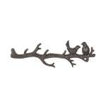 2 Birds On Branch Hooks Brown