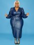 Plus Size Solid Two-piece Set Long Sleeve Lace Up Top & Skirt Outfits Women's Plus SizeClothing