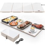 Feppo Food Warmers For Parties Buffet 4-IN-1 Electric Warming Tray For Food With 10 Temp Settings & Timer 33"X15" Glass Surface