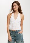 Cotton On Gia Halter Top - White Broderie