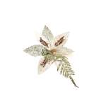 Xmas Champagne Poinsettia Branch With Mistletoe