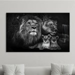 1PC Lion Family Wall Poster Modern Wall Canvas Canvas Painting For Sofa Backdrop Bedside Decoration Home Decor Home Decor For Li