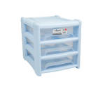 Shallow 3 Drawer Unit Cool Blue clear