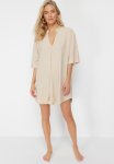 Wide Fit MINI Knitted Tie Beach Dress - Beige