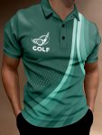 Golf Print Summer Men's Fashionable Lapel Short Sleeve Golf T-Shirt Suitable For Commercial Entertainment Occasions Such As Tenn