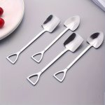 4PCS Spoon Shovel Spoon Stainless Steel Shovel Spoon Watermelon Spoon Retro Spoons For Dessert Coffee Fruit Ice Cream Fruit Spoo