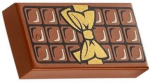 Parts Tile 1 X 2 With Groove With Candy Bar Chocolate Blocks And Gold Bow Pattern 3069BPB0440