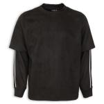 Black Suede Sweat Top
