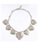 Textured Multi Heart Necklace - Silver Free