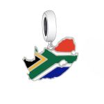 Sterling Silver Charm South African Flag Map Charm For Bracelet Charm 925