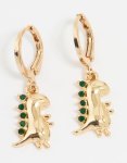 Goldair Gold Diamante Dinosaur Huggie Earrings