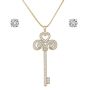 Key Necklace Set - Made With Clear Crystal Gold