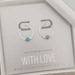 Nia 925 Sterling Silver Bali Hoops With Turquoise Bead Size: 16MM