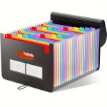 1PC 25 Pockets File Folder Organizer Expandable Plastic Filing Box Paper document receipt Organizer Folders A4 LETTER Size Art S