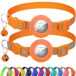 Joytale Reflective Airtag Cat Collar Breakaway Buckle 2 Pack Lightweight Airtag Holder Pet Collars With Bell Adjustable 7.5-12.5