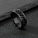 Gothic Style Wide Ring Made Of Stainless Steel Trendy Spinning Chain Design In The Middle Balck Or Silvery Make Your Call Suitab