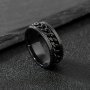 Gothic Style Wide Ring Made Of Stainless Steel Trendy Spinning Chain Design In The Middle Balck Or Silvery Make Your Call Suitable For Men