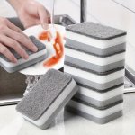 5PCS Multifunctional Cleaning Sponge Double-sided Scouring Pad For Household Cleaning Dishwashing Sponge Premium Kitchen Sponge